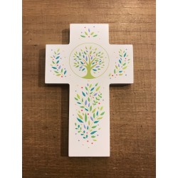 Croix en bois peint-Arbre...