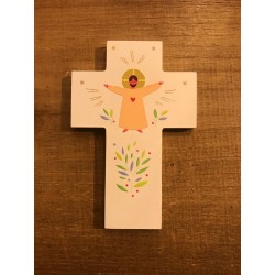 Croix en bois peint-Jésus...