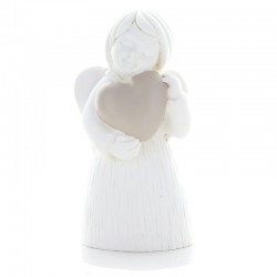 Ange résine coeur beige