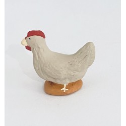 Poule beige droite, santon...
