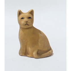 Chat roux assis, santon...
