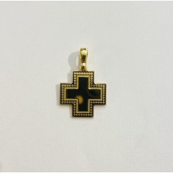 Croix carrée perlée plaqué-or