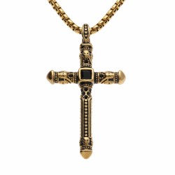 Collier acier doré, oxydes...