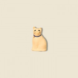 Chat assis blanc, santon...
